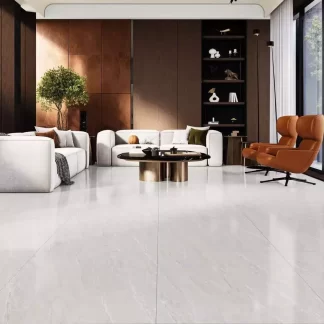 MONT GREY, White Porcelain Tile, Tile, Flooring Tile, Porcelain 32"x32", High Glossy Finish, Rectified Edges